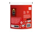A small toy package featuring a ninja minifigure, with warnings and recycling information.