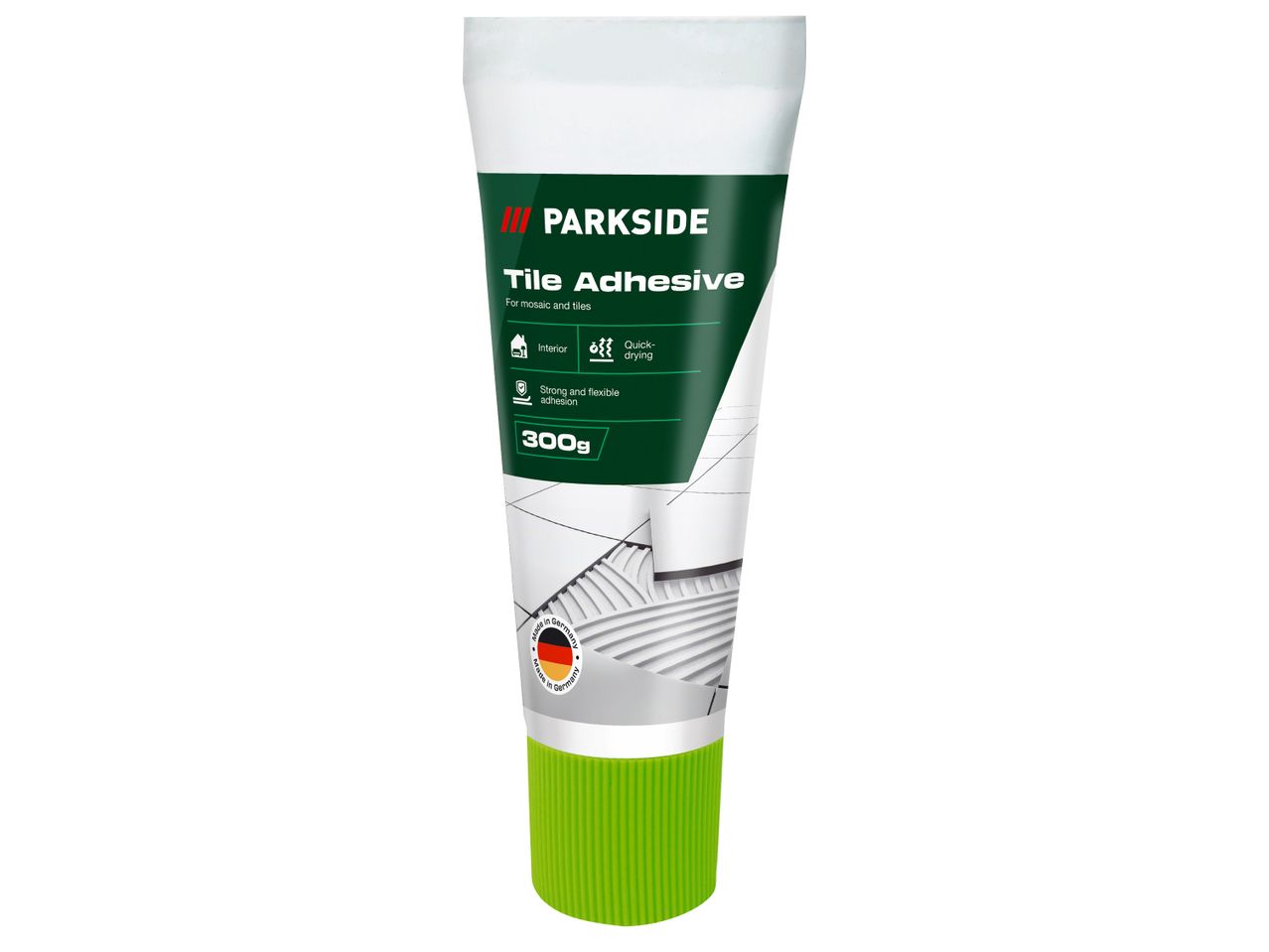 Туба с лепило за плочки Parkside® за мозайки и плочки.