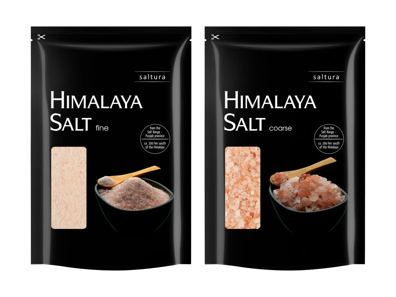 Zwei Packungen Himalaya-Salz der Marke Himalaya Salt.