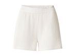 White crinkled cotton shorts with an elasticated waistband