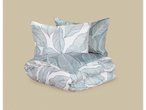 Livarno Microfibre Sateen Duvet Cover Set with a green leaf pattern on a beige background.