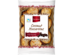 Favorina Coconut Macaroons with dark chocolate in a clear package.