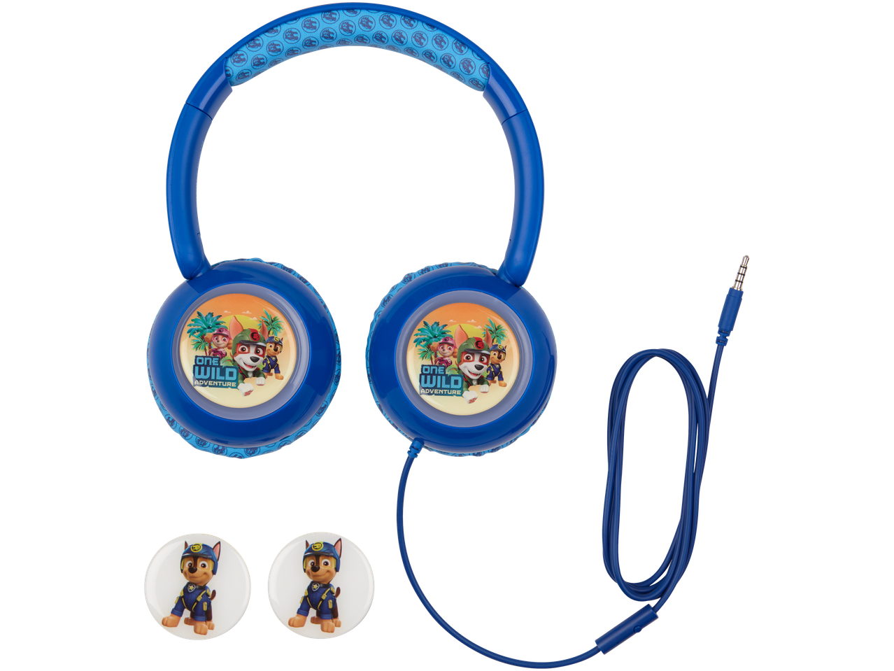 Casque Paw Patrol, écouteurs bleus avec câble.