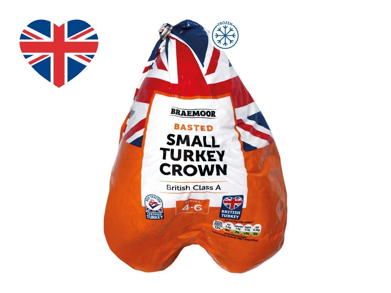 Braemoor Basted Small Turkey Crown, British Class A, serves 4-6, frozen.