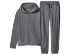 Сив комплект от поларен суитшърт с качулка и панталон