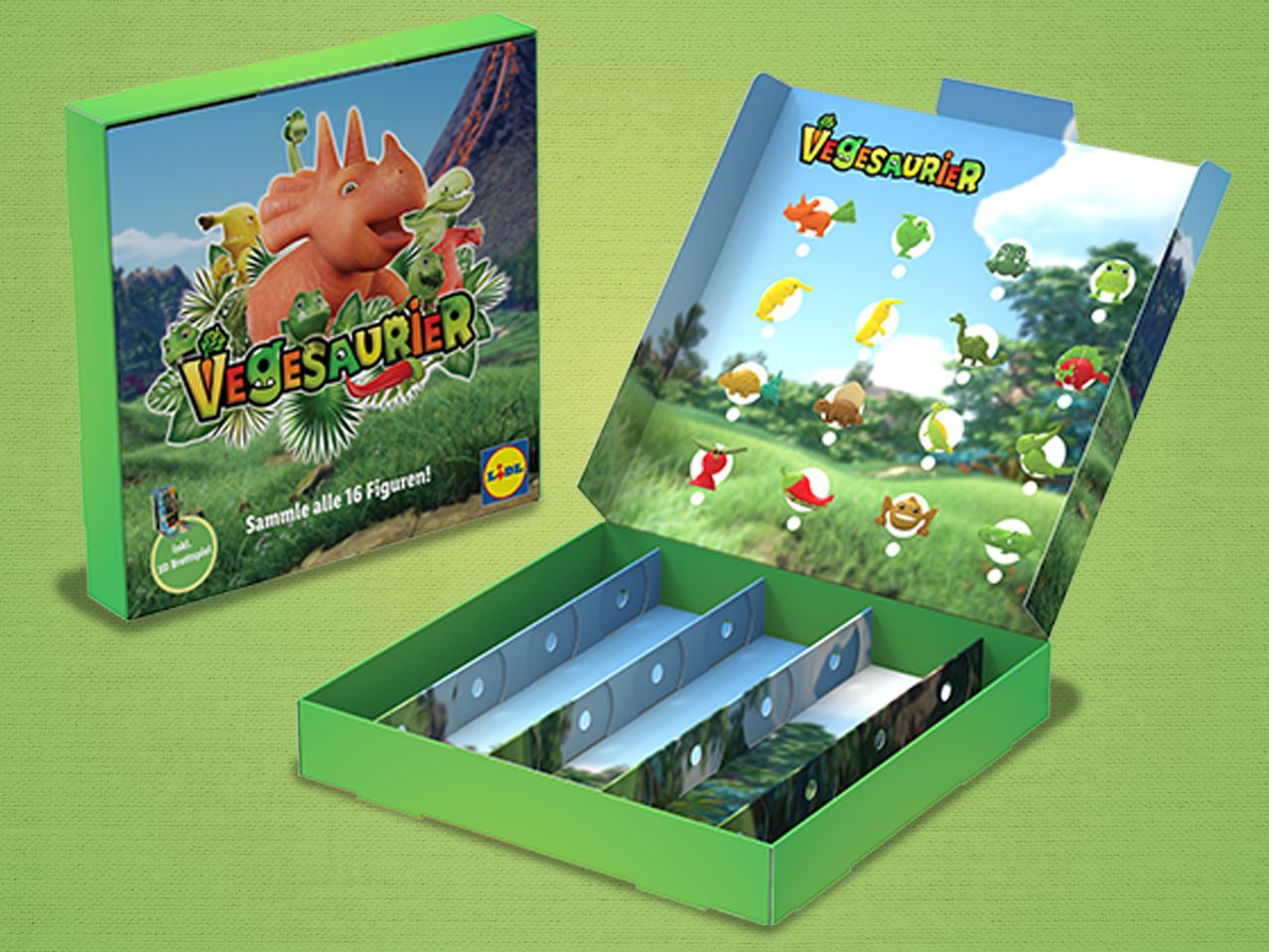 Gehe zu Vollbildansicht: Vegesaurier-Sammelbox mit 3D Brettspiel - Bild 1