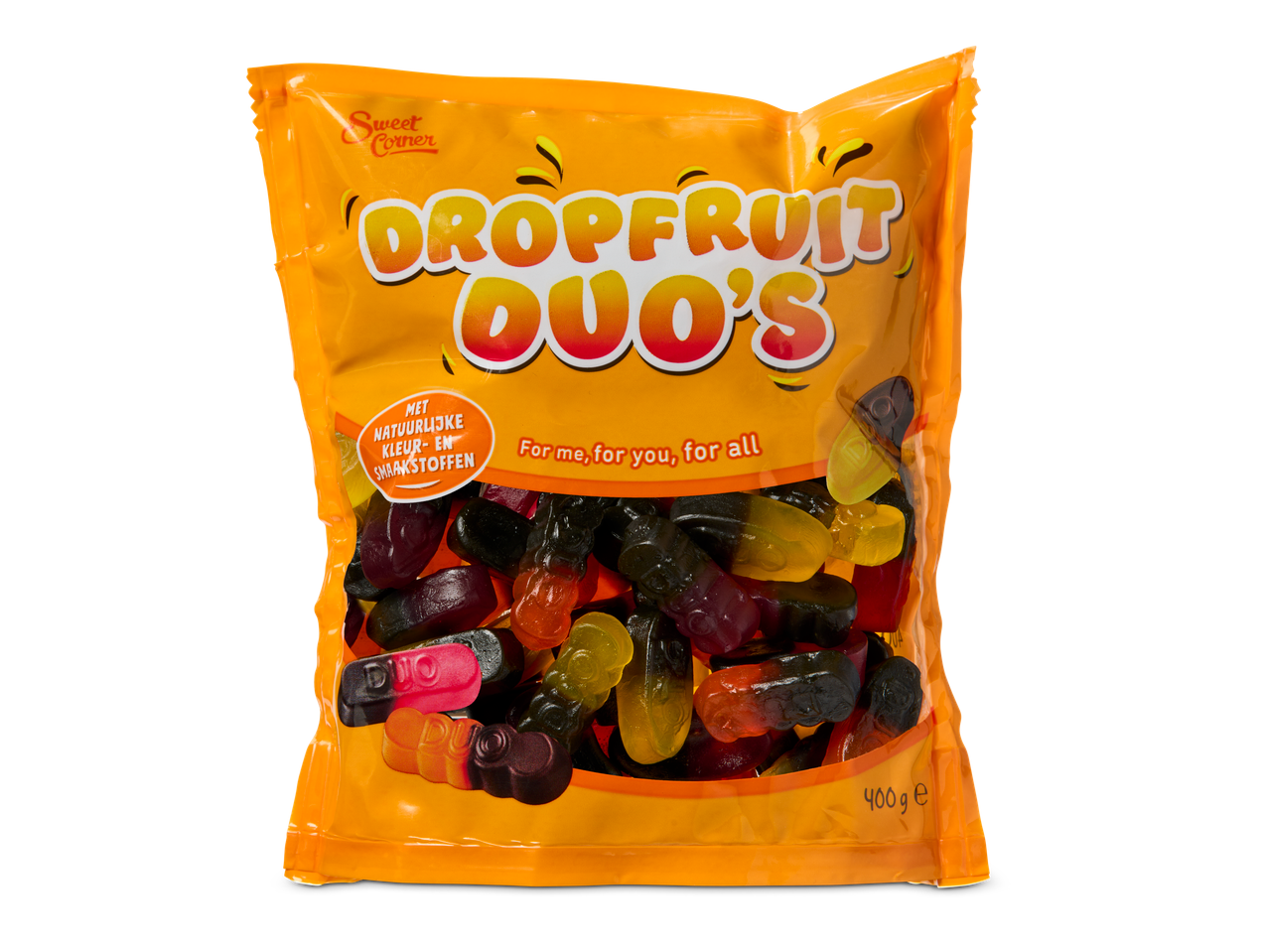 Sweet Corner Dropfruit Duo's gummy snoepjes.