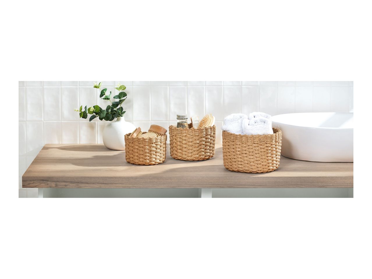 Go to full screen view: Livarno Home Storage Baskets - Set of 3 - Round - Image 4