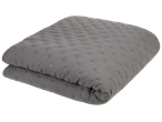 Сиво капитонирано одеяло с малки бродирани детайли, сгънато на две