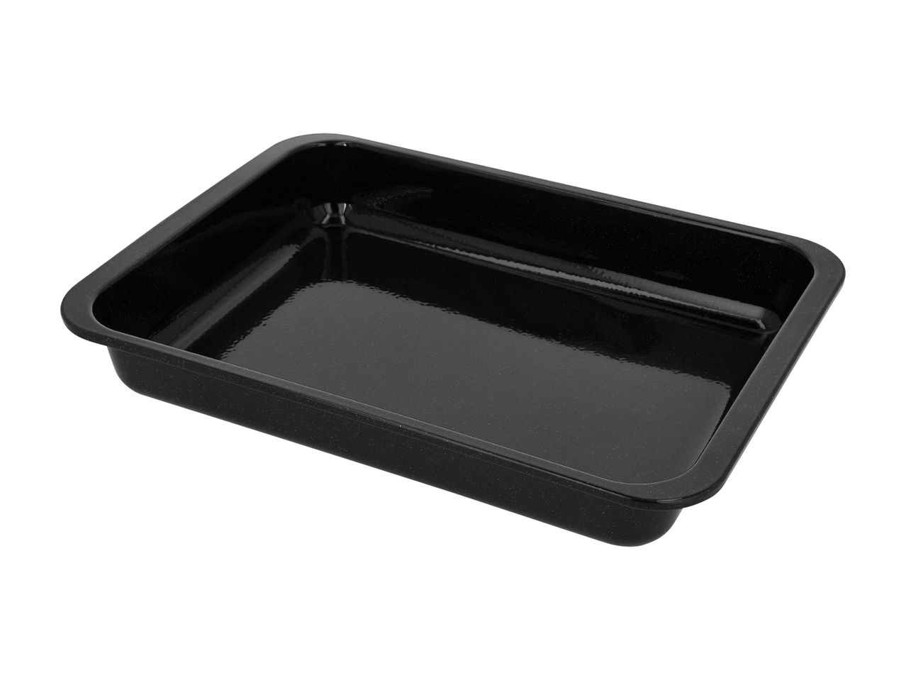 Black rectangular enamel roasting tin with speckled finish