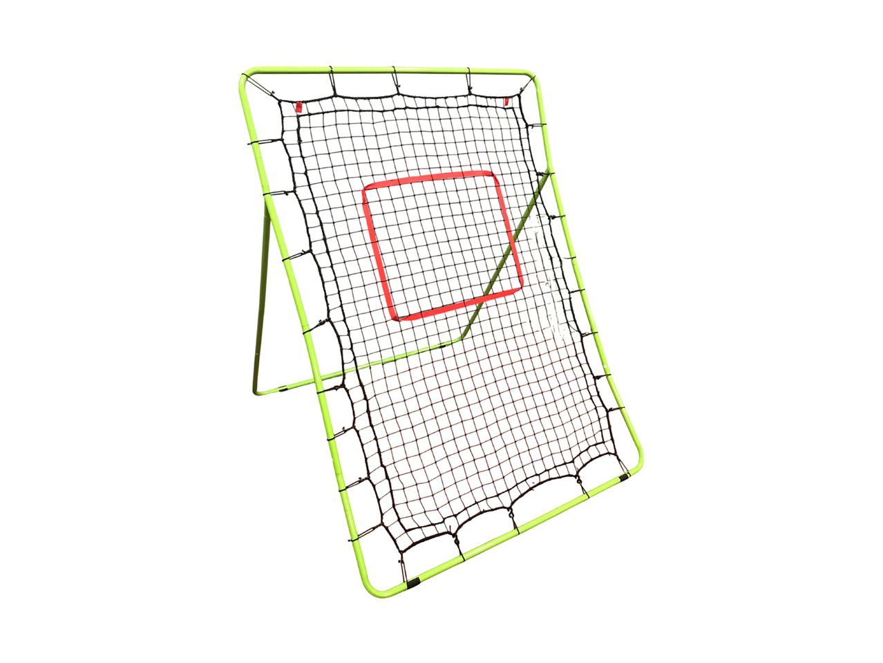 Green sports rebounder net with a red target square