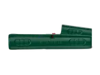 Instrument verde pentru dezizolarea cablurilor, cu marcaje pentru diferite dimensiuni.