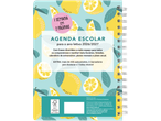 Uma agenda escolar 2026/2027 com tema de limões, incluindo autocolantes e marcadores.