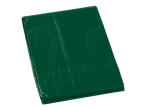 Folded green tarpaulin, ideal for covering and protecting items.