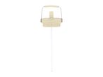 Cream-colored bottle lid with a straw and a metal handle on a white background.