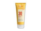 Solcreme med SPF 30, høj solbeskyttelse, 0% parfume, let absorberende og vegansk.