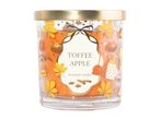 Toffee Apple scented candle in a decorated glass jar with a gold lid.