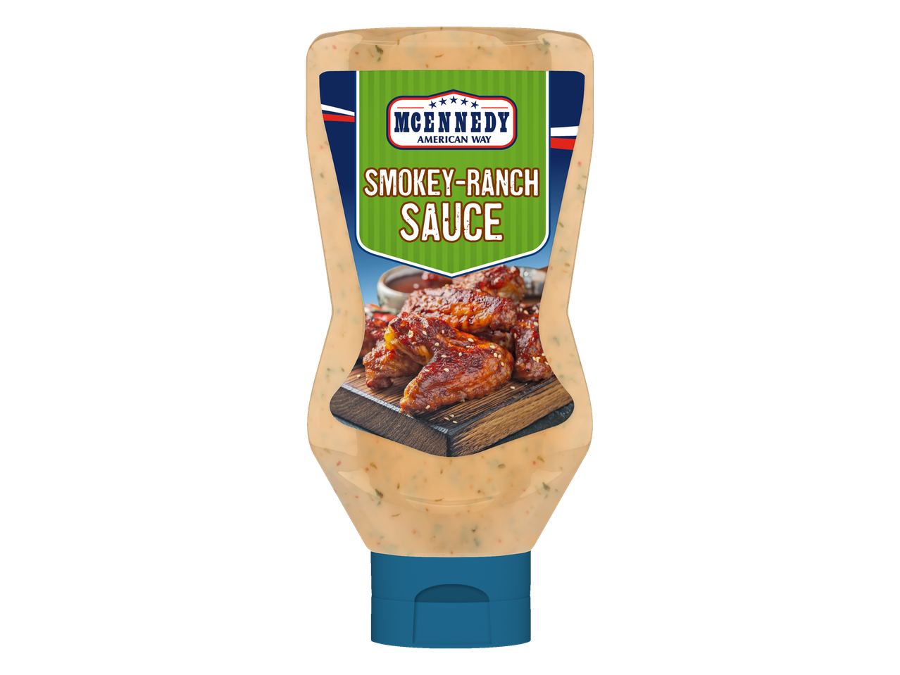 McEnnedy Smokey-Ranch pada butelis su keptomis vištienos sparneliais.