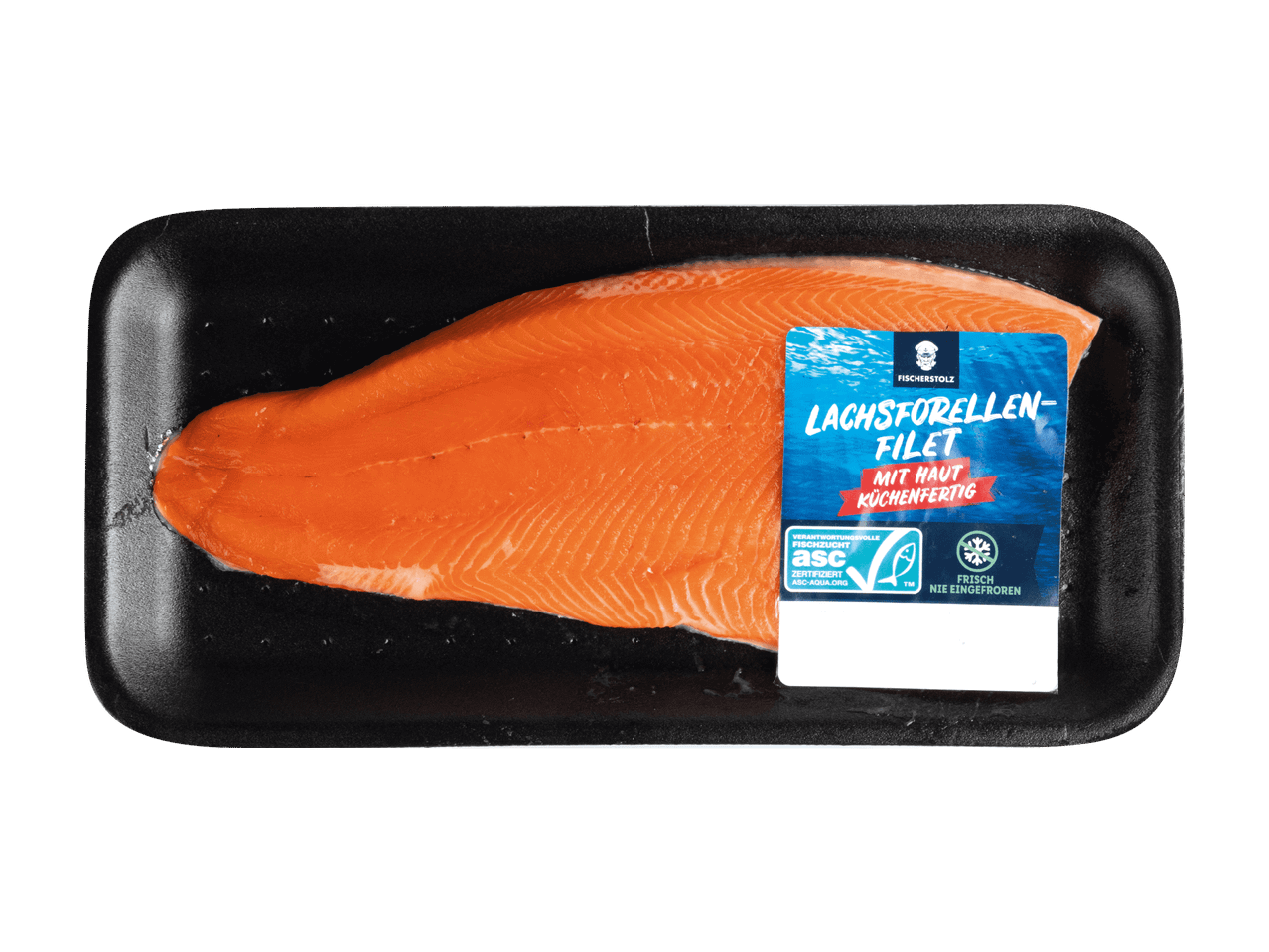 Fischers Stolz Lachsforellenfilet mit Haut, küchenfertig, ASC-zertifiziert.