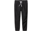 Black jogger pants with white drawstring