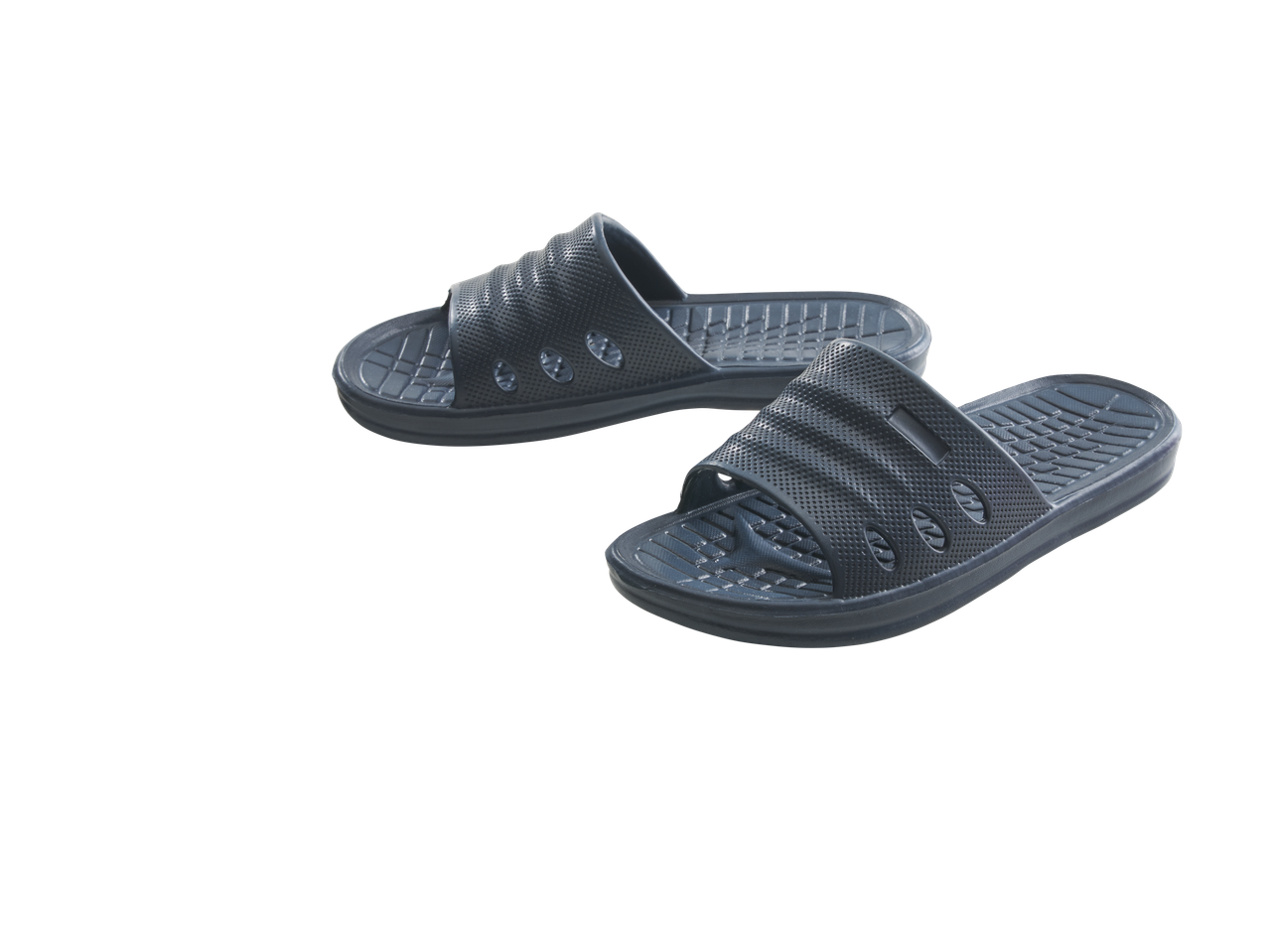 Pora tamsiai pilkų Crivit šlepečių moterims ir vyrams.