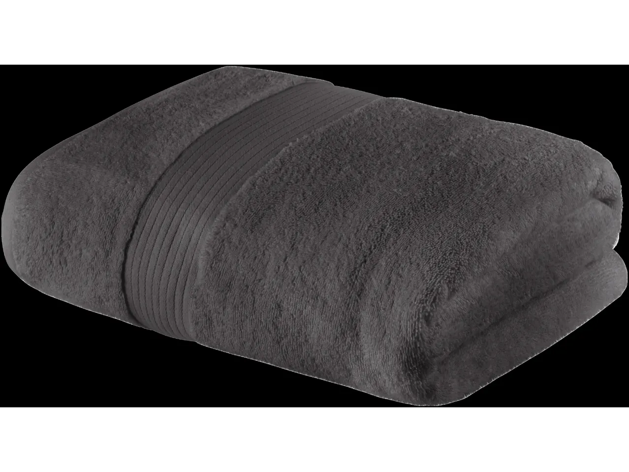 LIVARNO home dark gray folded bath sheet with a ribbed band