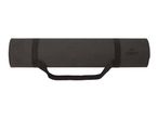 A dark gray rolled-up yoga mat with a black carrying strap and the Crivit logo.