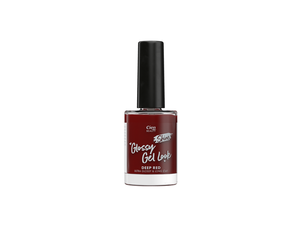 Cien Beauty Glossy Gel Look nagų lakas, tamsiai raudona spalva.