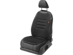 Cobertura de assento de carro preta Ultimate Speed com aquecimento, colocada num assento de carro.