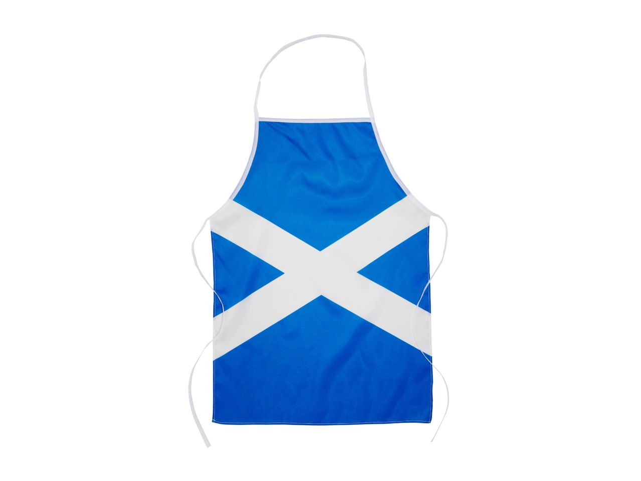 Blue and white apron with the Scottish flag design