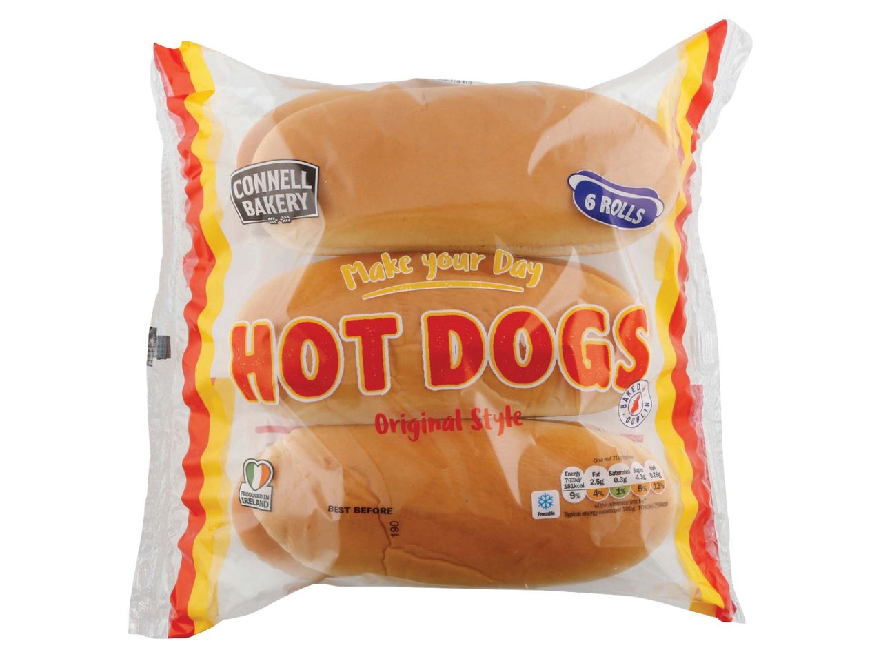Connell Bakery hot dog rolls, original style.
