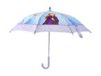 Children's umbrella with Elsa and Anna from Frozen, light blue and purple with snowflake pattern