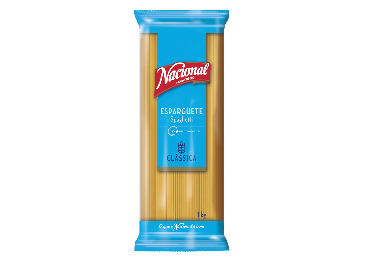 Embalagem de esparguete Nacional Clássica de 1kg.