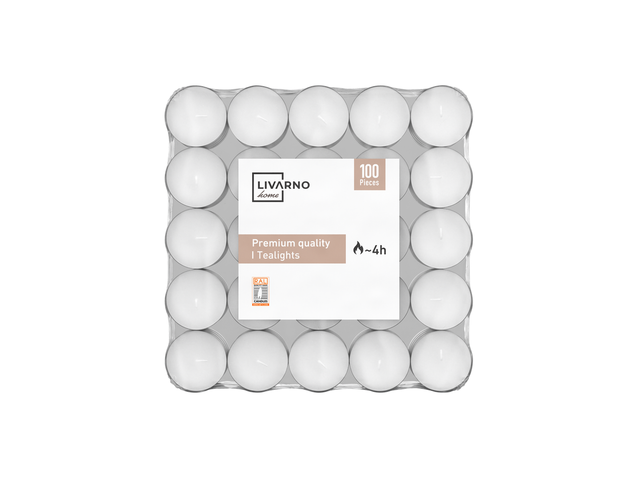 LIVARNO home 100 bougies chauffe-plat de qualité supérieure, ~4h de combustion