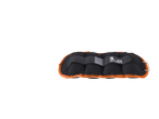 Black ankle weights with orange trim and 1 kg lettering