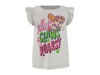 Girls' light grey t-shirt with Paw Patrol's Skye and 'Paws, Claws, and Roars!' text.