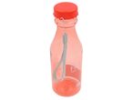 Borraccia d'acqua arancione trasparente con tappo rosso.