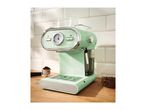 A mint green SilverCrest espresso machine with a temperature gauge and two glass cups on top.