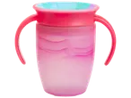 Munchkin kids' cups, pink with handles.