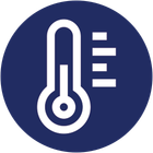 Chilled product icon with a thermometer and temperature lines.