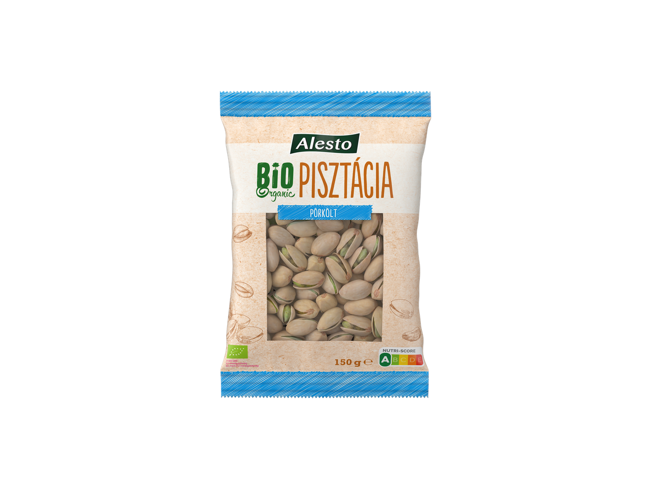 Alesto Bio Pörkölt Pisztácia, 150g-os csomag.