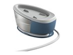 Steam generator iron with a blue base and a transparent water tank