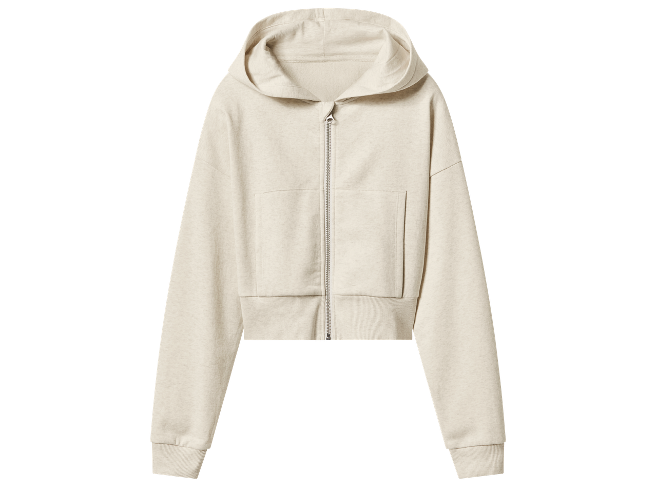 Бежов суичър с качулка и цип