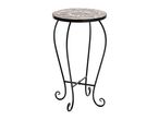 Mosaic-top side table with metal legs.