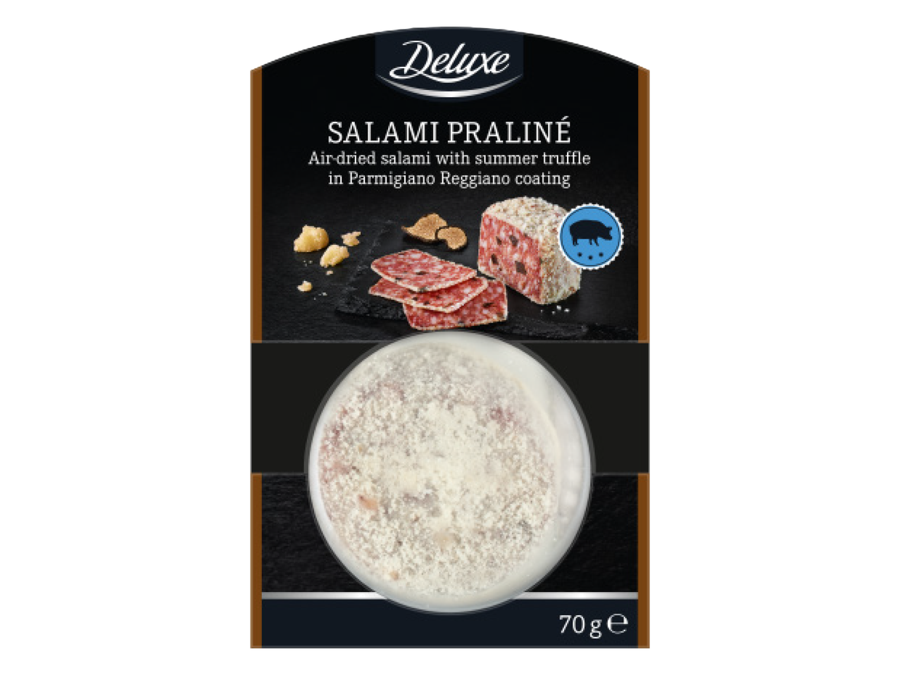 Deluxe Salami Praliné ar vasaras trifelēm un Parmigiano Reggiano pārklājumu, 70g