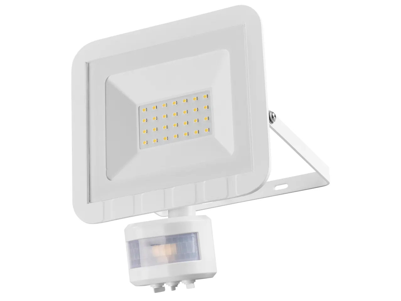 Бял външен LED прожектор Livarno Home с датчик за движение.