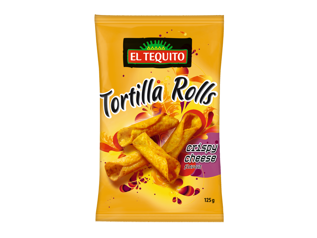 El Tequito Tortilla Rolls, crispy cheese flavor, 125g bag.