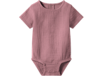 Body LUPILU din muselină pentru bebeluși, roz, cu mâneci scurte și capse.
