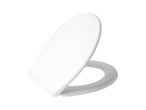 A white toilet seat and lid, angled to show both components.