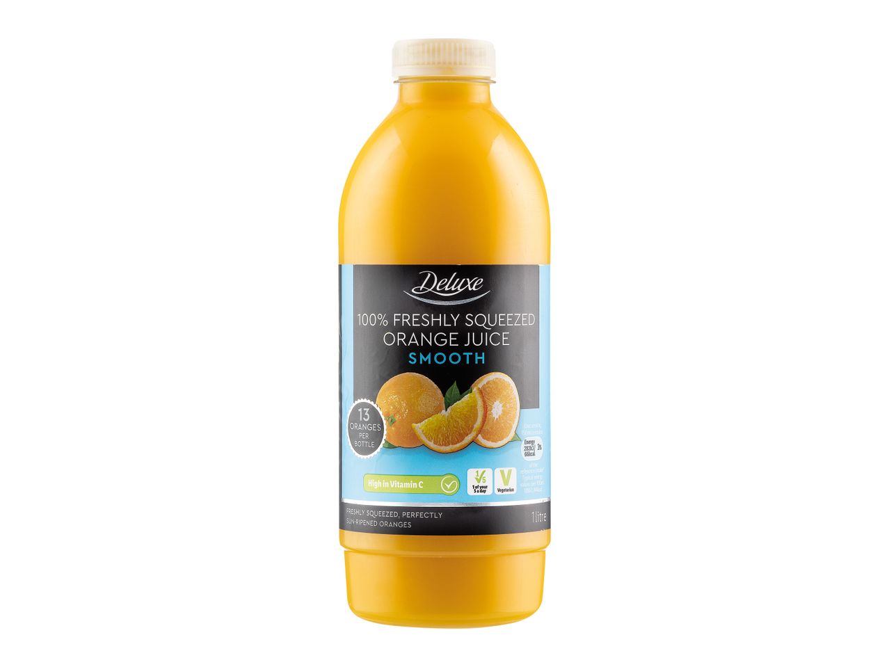 Deluxe orange juice: 100% freshly squeezed, 1 litre.